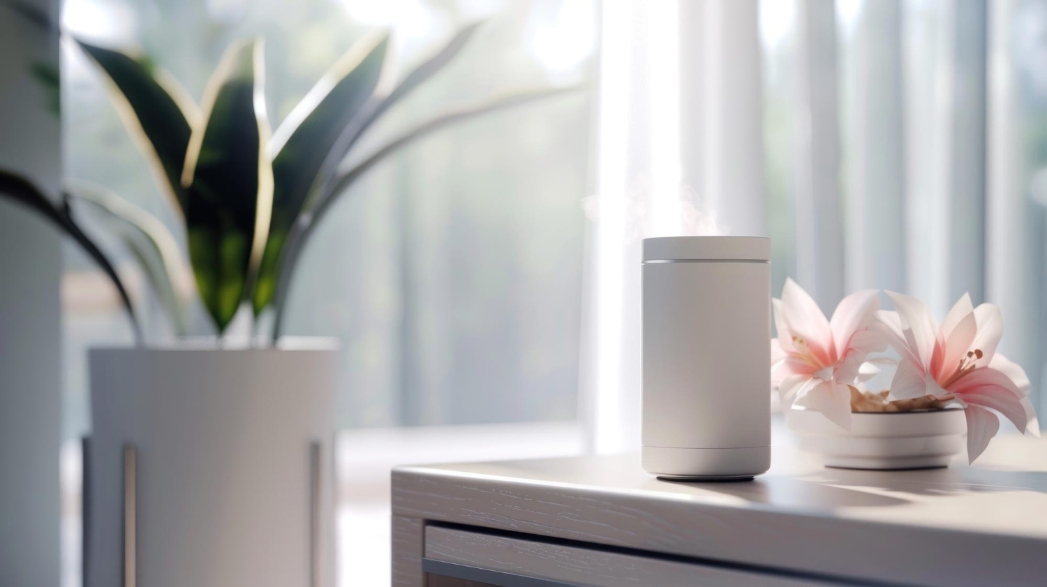 Automatic fragrance device placed in a bright indoor room in Malaysia