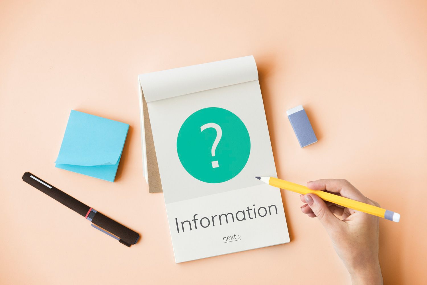 Question and information notes representing search answer research